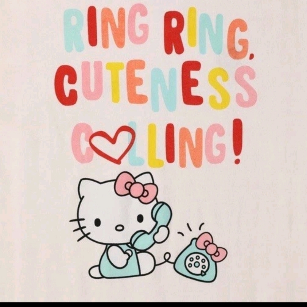 Hello Kitty Womens Colorful Text and Phone Design Size L - Picture 2 of 5